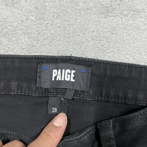 Paige Jeans Womens 28 Black Luxe Coating Genevieve Flare Pants Stretch - Picture 10 of 16